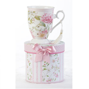 Porcelain Tea Mug Pink Peony in Gift Box
