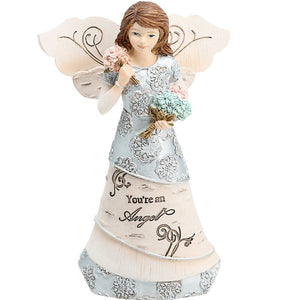 5.5" Angel Holding Flowers You're An Angel
