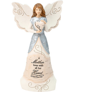 A Mother Loves with All Her Heart Angel Figurine 8"