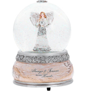 Always & Forever In Our Hearts LED Light Up 100mm Angel Musical Water Globe