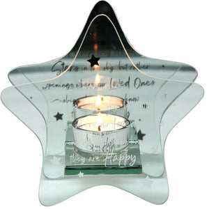 In Memory Stars in the Sky 6" Mirrored Glass Candle Holder