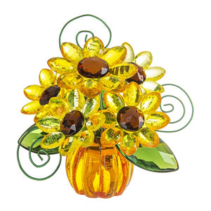 Acrylic Sunflower Pumpkin Posy Pot Placecard Note Holder