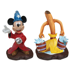 Disney Fantasia Sculpted Sorcerer and Broom Ceramic Salt & Pepper Set