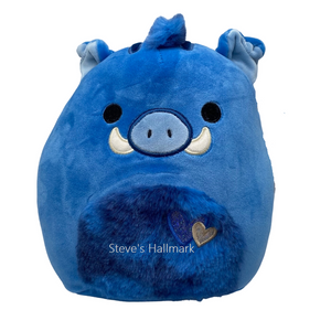 Valentine Squishmallow Berjon the Dark Blue Boar with Jewel Tone Fuzzy Belly and Hearts 8" Stuffed Plush by Kelly Toy
