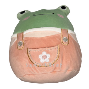  Spring Squishmallow Baratelli the Green Frog in Salmon Overalls 5" Stuffed Plush by Kelly Toy