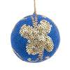Bright Blue Sequined Ball Felt Fabric Hallmark Ornament
