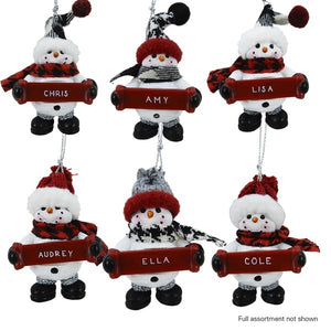There's Snow One as Special as You Mini Cozy Snowman Personalized Name Ornament K to M from Karen to Morgan