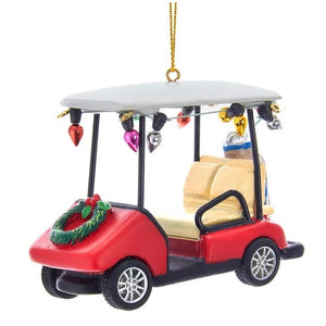 Christmas Golf Cart with Wreath and Bulbs Ornament