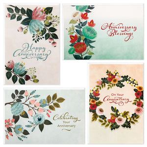 Hallmark DaySpring Floral Assorted Religious Anniversary Cards, Box of 12