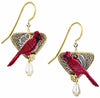 Silver Forest Cardinal Dangle Fashion Earrings