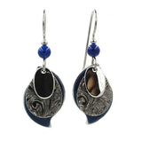 Silver Forest Earrings Silver Black Blue Bead