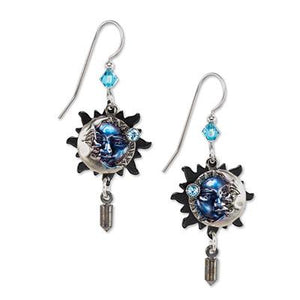 Silver Forest Earrings Silver Blue Sphere on Sun