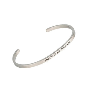 Music Is My Therapy Silver Embracelet