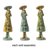 Girl with Bird in Gardening Hat and Apron Figurine 5.5"