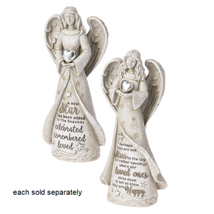 10" Remembered and Loved Memorial Angel with Heart Figurine