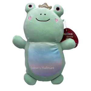 Valentine Squishmallow Hugmees Fenra the Green Frog with Heart Cheeks 14" Stuffed Plush by Kelly Toy