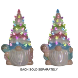 Happy Birthday 7.5" Iridescent Ceramic Gnome with Light Up Tree Hat