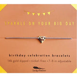 Lucky Feather Gold Bracelet Sparkly Birthday - Free Shipping