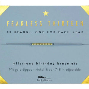 Lucky Feather Gold Bracelet Thirteen Milestone Birthday - Free Shipping