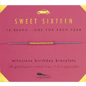 Lucky Feather Gold Bracelet Sweet Sixteen Milestone Birthday - Free Shipping