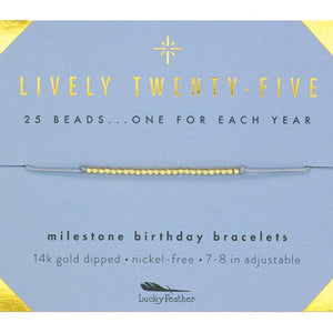 Lucky Feather Gold Bracelet Twenty-One Milestone Birthday - Free Shipping