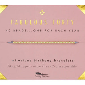 Lucky Feather Gold Bracelet Forty Milestone Birthday - Free Shipping