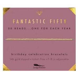 Lucky Feather Gold Bracelet Fifty Milestone Birthday - Free Shipping