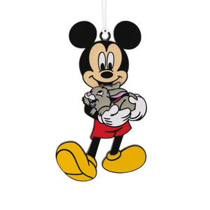 Hallmark Disney Mickey Mouse With Bunny Moving Metal Ornament