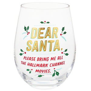 Hallmark Channel Dear Santa Movies Stemless Wine Glass, 17 oz.