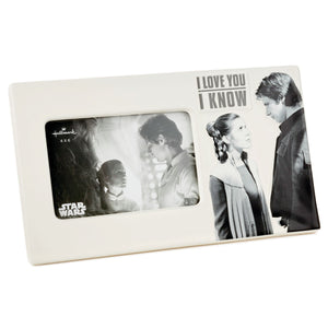 Hallmark Star Wars™ Han Solo™ and Princess Leia™ I Love You I Know Ceramic Picture Frame Holds 4"x6" Photo