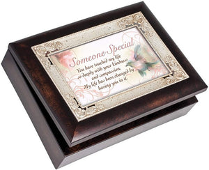 Someone Special Have Touched My Life Burlwood Jewelry Music Box Plays Wind Beneath My Wings