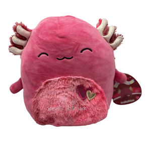 Valentine Squishmallow IndieMae the Rose Red Axolotl with Jewel Tone Fuzzy Belly 12" Stuffed Plush by Kelly Toy