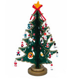 Wooden Fold Out Christmas Tree With Miniature Ornament 25-Piece Set 11.75"