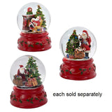 Santa with Christmas Tree Delivering Gifts Musical Wind-Up 100mm Water Globe On Red Base