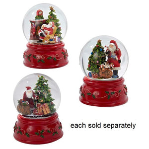 Santa with Christmas Tree Delivering Gifts Musical Wind-Up 100mm Water Globe On Red Base