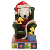 Jim Shore Peanuts Christmas Wishes Santa Snoopy in Chair Checking Off the List with Woodstocks Hallmark Exclusive Figurine