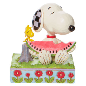 Jim Shore Peanuts Snoopy & Woodstock Sharing Watermelon Figurine