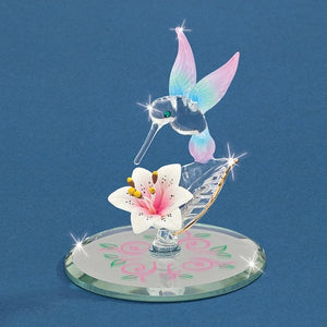 Hummingbird and Lily  Glass Figurine