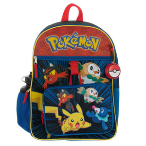 Pokemon 5-Piece Backpack Set with Lunch Box, Water Bottle, Squishy Dangle, Gel Bead Ice Pack