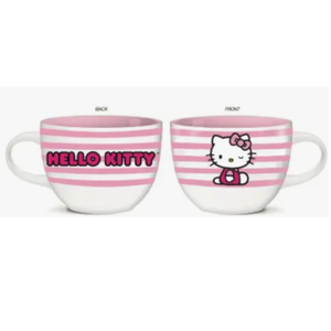 Hello Kitty Stripes 24oz Pink Ceramic Soup Mug