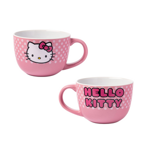Hello Kitty Face and Dots 24oz Pink Ceramic Soup Mug