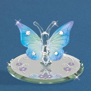 Blue Butterfly with Crystals Glass Figurine