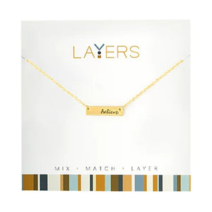 Gold "Believe" Tag Layers Necklace