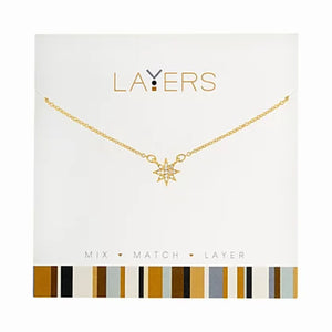 Gold CZ Starburst Layers Necklace