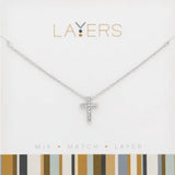 Silver CZ Cross Layers Necklace