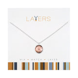 Silver Circle Pink Rose Layers Necklace
