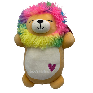 Valentine Squishmallow Hugmees Leonard the Lion with Rainbow Mane and Heart Embroidery 10" Stuffed Plush by Kelly Toy