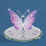 Lavender Butterfly with Crystals Glass Figurine