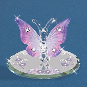 Lavender Butterfly with Crystals Glass Figurine