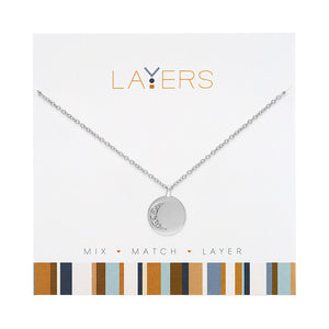 Silver CZ Cresent Moon Layers Necklace